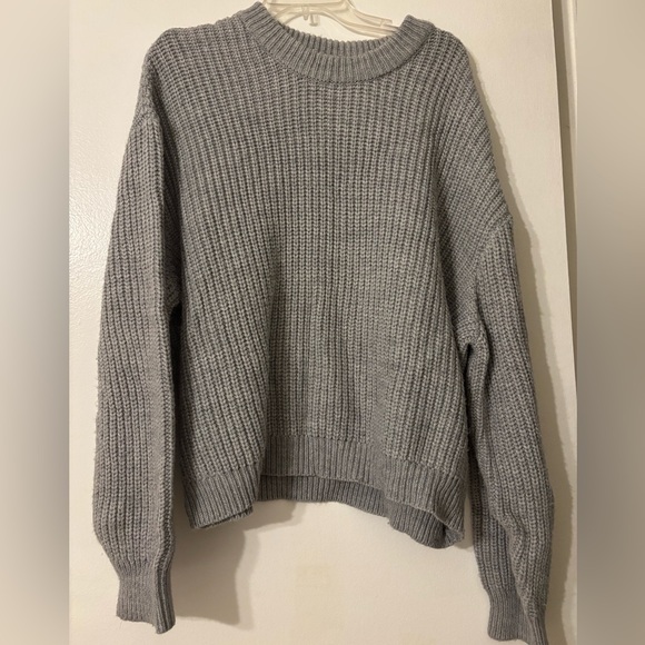 ASOS Weekday Oversized Gray Ribbed Crewneck Sweater size large - Picture 2 of 6